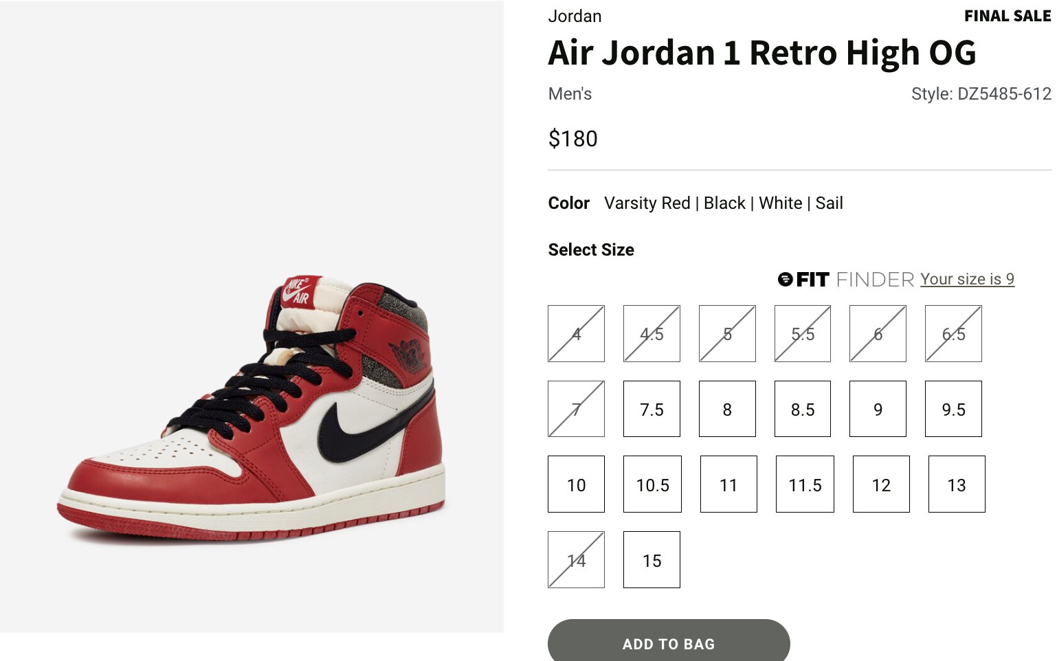 jordan 1 chicago snipes