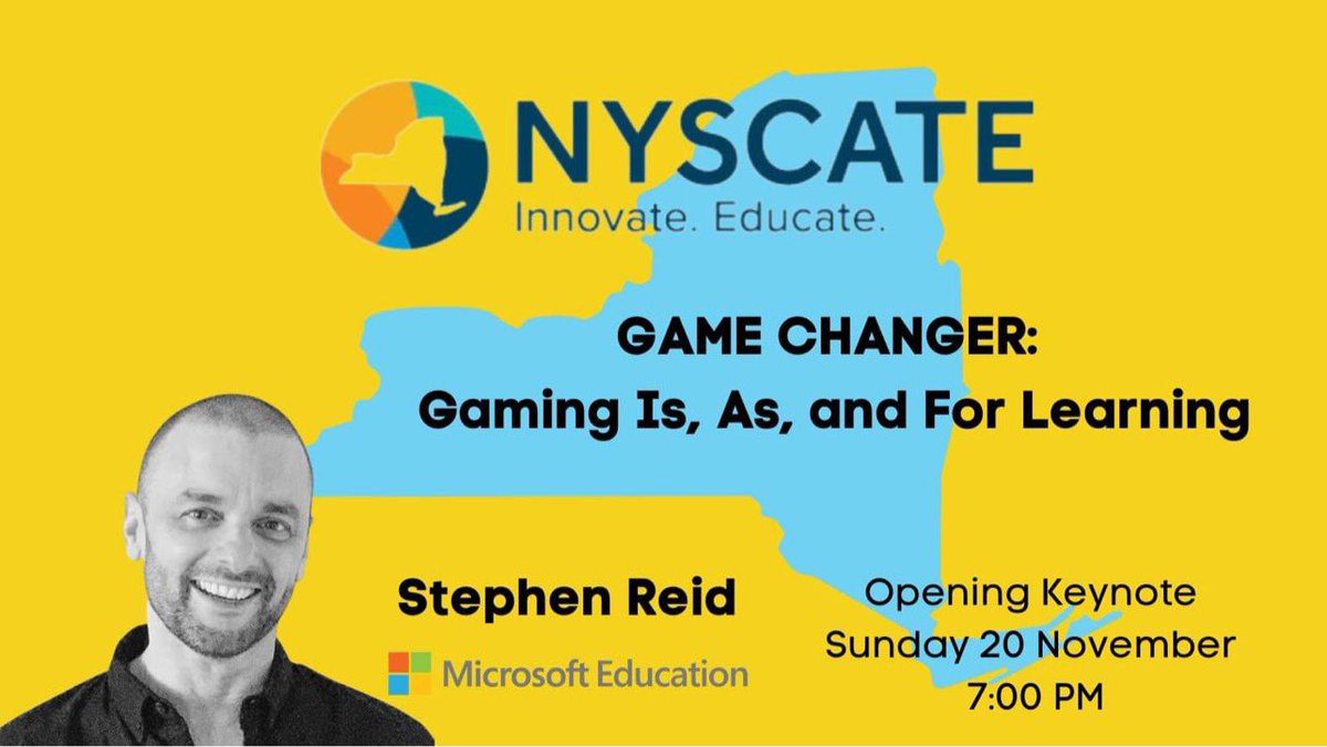 Excited and honoured to be the opening keynote at #NYSCATE22 this year in New York. I’ll be talking about how #Games, #Gaming, and #GameBasedLearning are game changers for student learning. From #Curriculum to #Careers. Hope to see you there! 

#PlayMatters