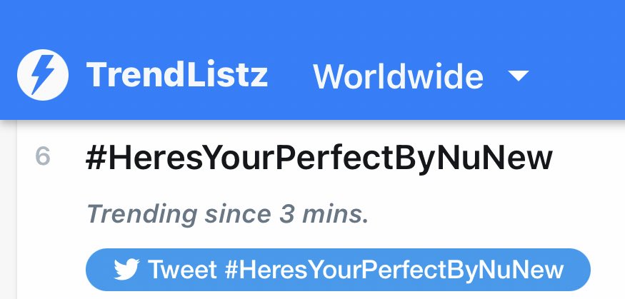 mommynunewz's tweet photo. #6 Worldwide Trend 🌏

เก่งมากทุกคน เอาอีกกก🙌🏻
#HeresYourPerfectByNuNew https://t.co/SYtmo8DhMW
