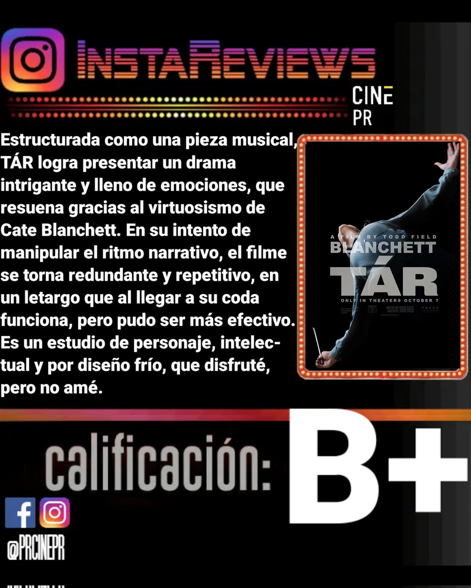 CINEPR1's tweet photo. #InstaReview | TÁR (2022) https://t.co/m2UEUvzSoW