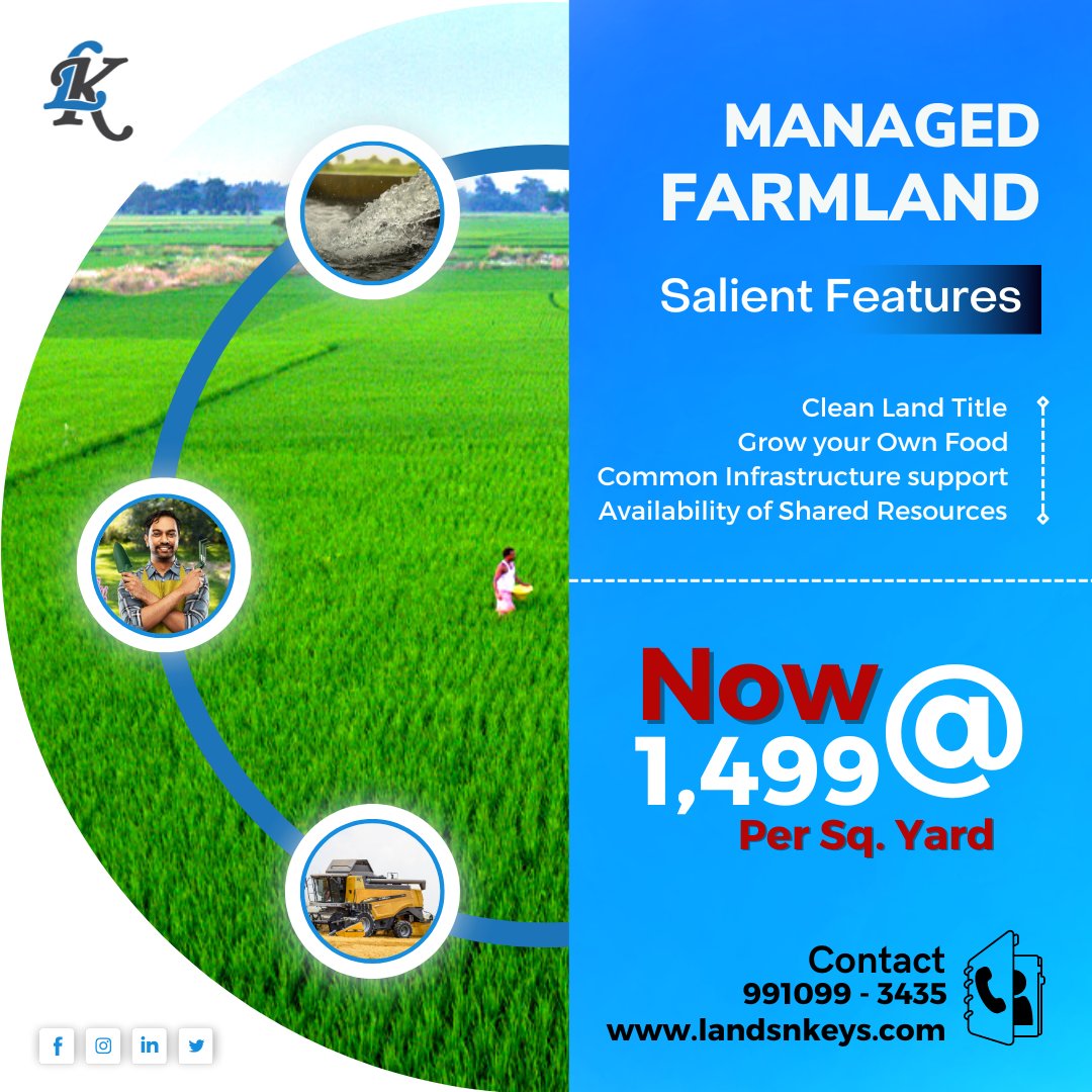 landsnkeys's tweet photo. Own your new "Managed Farmland" In Alwar Rajasthan @ 1,499 per sq. yard with all facilities.

Contact Us to Buy: 991099-3435
Visit Our Website: https://t.co/CvMcKXzuOL

#landsnkeys #landsandkeys #propertydevelopment  #property  #propertymanagement  #properties #Land #buynow #farm https://t.co/RTpR5sDD2l