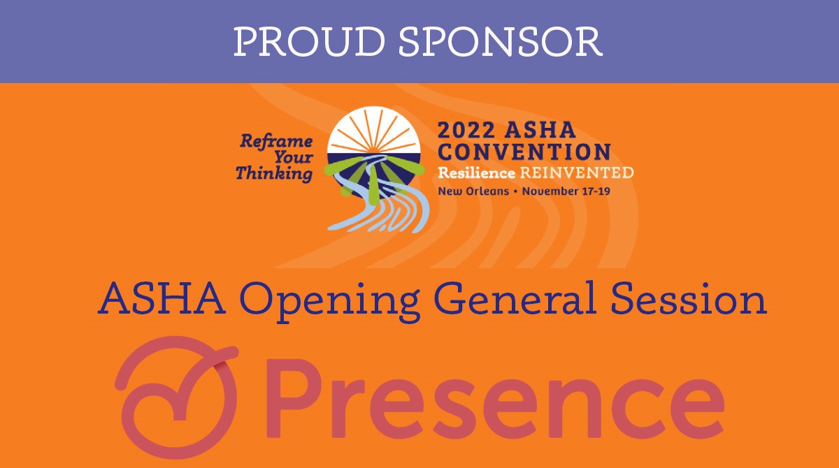 #ASHA22 Would like to give a BIG THANKS to our Opening General Session Sponsor <a href="/PresenceLearn/">Presence</a> be sure to stop by booth number 1929 and say thank you! #slpeeps #slp2b #audpeeps #aud2b