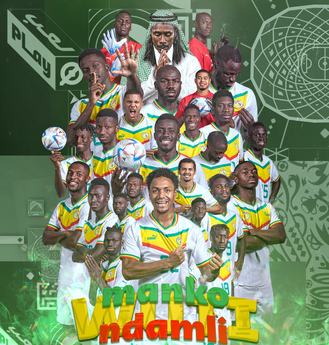 Boubacar_Niasse's tweet photo. Comme à la CAN, nous revenons avec les créations pour la CDM Qatar 2022 pour marquer notre soutien à l'équipe nationale du 🇸🇳.Ces images (PP, PC et fond écran ) nous accompagneront tout au long de cette campagne avec les Lions🦁
Ensemble nous sommes plus forts. Vive le Sénégal🇸🇳 https://t.co/mTIh6inzUM