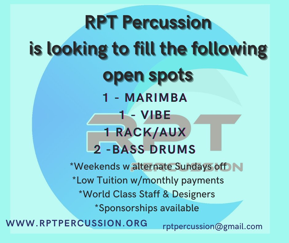 Come be a part of our 2023 program. All experience levels welcome
<a href="/FFCC1985/">FFCC</a>  @WGIpercussion @WGI2023 <a href="/DaddarioandCo/">D'Addario</a> <a href="/promarksticks/">ProMark Drumsticks</a> <a href="/EvansDrumheads/">EVANS Drumheads</a> <a href="/SABIAN_HHX_AXX/">SABIAN cymbals</a> <a href="/SystemBlue1/">System Blue</a> <a href="/treeworks/">TreeWorks Chimes</a> <a href="/StylePlusBand/">Style Plus</a> <a href="/Marchmaster1/">Marchmaster Online</a> @THSBIGREDBAND @LakeMinneolaHSBand