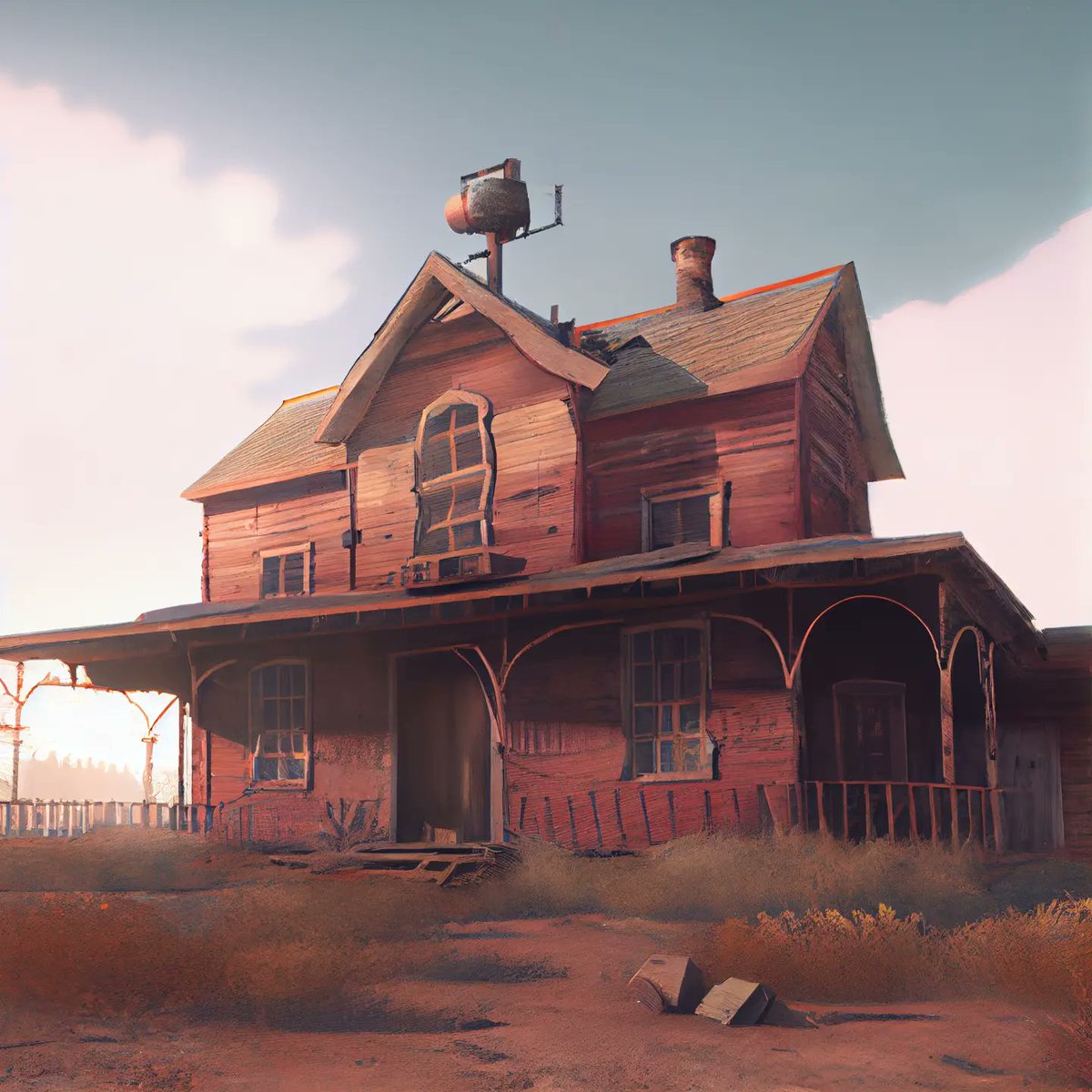 PicturesBeyond's tweet photo. *steampunk farm house*

#aiart #aiartcommunity #midjourney #stablediffusion #discord https://t.co/InjljUvtaK