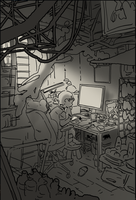 1) block it out in sketch phase when there's no colour so there's a feel for what I want the mood to be
2) fine tune the heck out of it (the sunlight from the window in stronger highlights wasn't even planned in the beginning, I just threw it in because I thought it'd look nicer) https://t.co/vbZZno78kj 