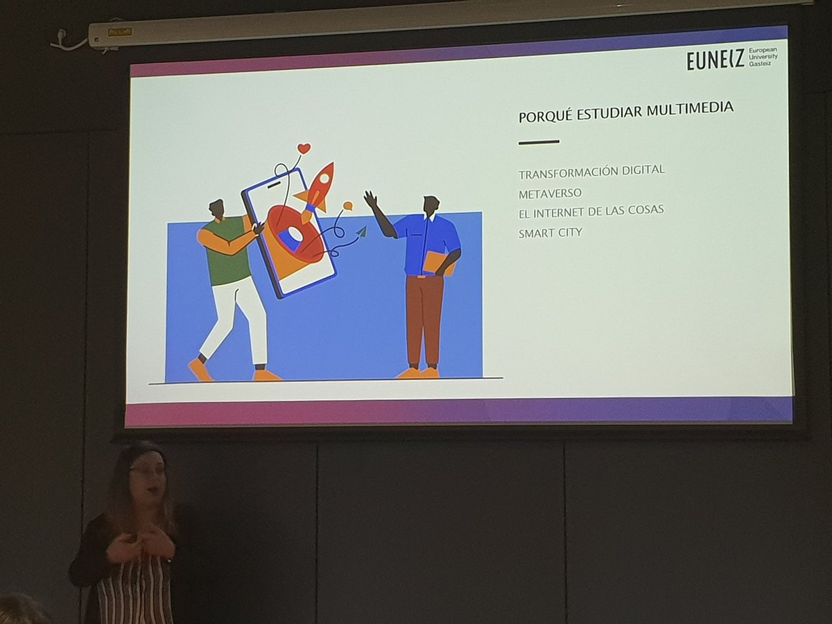 euneiz_uni's tweet photo. En el grado en #Multimedia aprenderás a solucionar problemas de la vida diaria a través de la tecnología". @AneIrizar ha explicado que es un sector en auge y que la demanda de perfiles tecnológicos se ha duplicado en España.

#PuertasAbiertas #EUNEIZ https://t.co/MBqOrpi1Kc