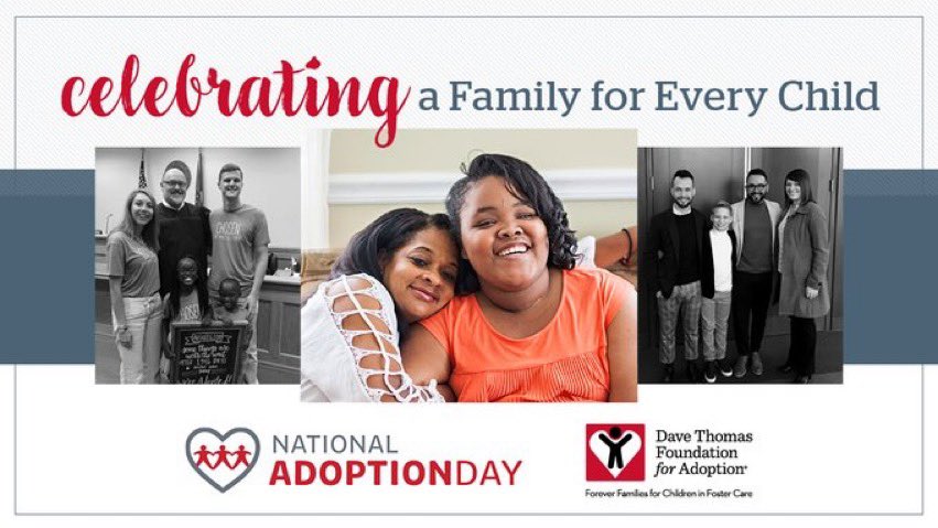 DTFA's tweet photo. Today is #NationalAdoptionDay! Congratulations to the families finalizing adoptions today and thank you to all who are helping to raise awareness of the more than 113,000 children in #FosterCare who are still waiting for a permanent family ❤️ 

Learn more: https://t.co/1XpB5f2NbW https://t.co/OMXhxUHeD2