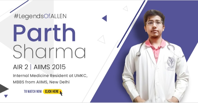 ALLENkota's tweet photo. #LegendsOfALLEN
Meet Dr. Parth Sharma, the first doctor in his entire family. 
Thought of never giving up changed Parth's Life | AIR-2 AIIMS 2015 | Legends of ALLEN

➡️ Watch his success story: https://t.co/Ku4OHXxwEF

#ALLENKota #KotaCoaching