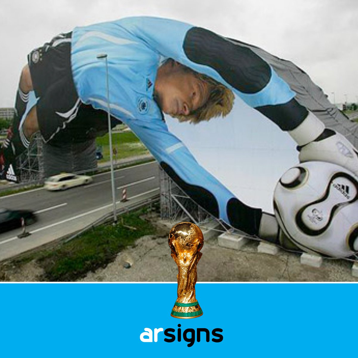 ArSigns's tweet image. The rain is falling, the local playing fields are getting unplayable, the yellow ball is out - that must mean only one thing, it's World Cup Week! 🤯 

Well we're looking forward to it, so much so our #FineSignFriday is all about our favourite World Cup #outdooradvertising!