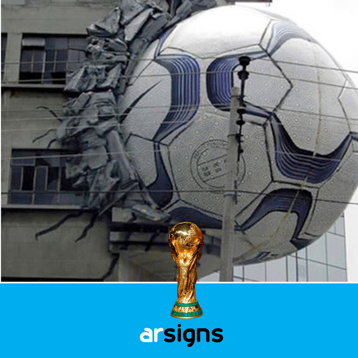 ArSigns's tweet image. The rain is falling, the local playing fields are getting unplayable, the yellow ball is out - that must mean only one thing, it's World Cup Week! 🤯 

Well we're looking forward to it, so much so our #FineSignFriday is all about our favourite World Cup #outdooradvertising!