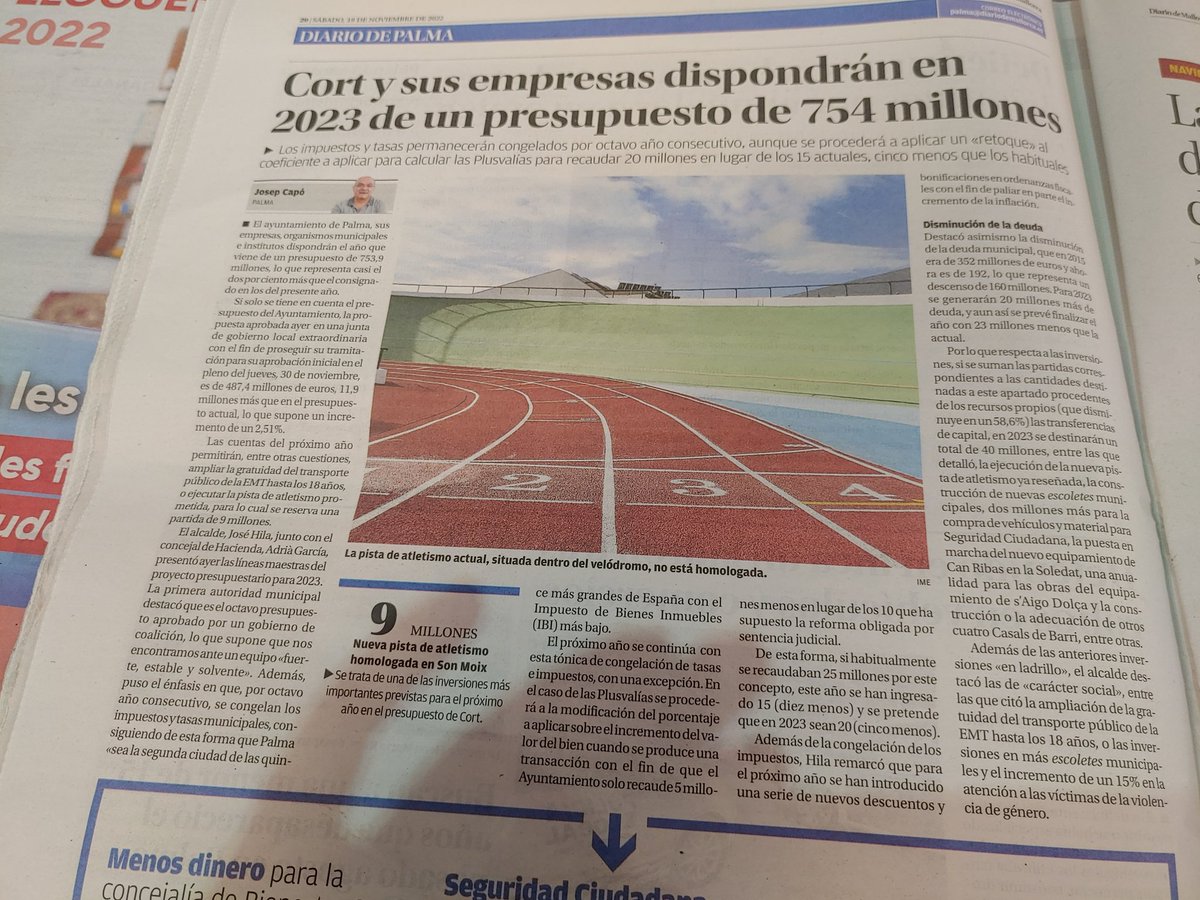 Bones noticies <a href="/fatletismeib/">Federació d'Atletisme de les Illes Balears</a> PISTA ATLETISME d Palma serà realitat. I com no pot ser d'altre manera agrair  <a href="/hila/">Jose Hila</a> <a href="/FranciscoDucros/">Francisco Ducrós</a> @rafanavarroRA x fer-ho realitat i a l'anterior equip IME liderat x <a href="/SusannaMoll/">Susanna Moll Kammerich/❤</a> M'agrada la gent amb paraula i voltros en teniu! <a href="/atletismoRFEA/">atletismoRFEA</a> 👏👏