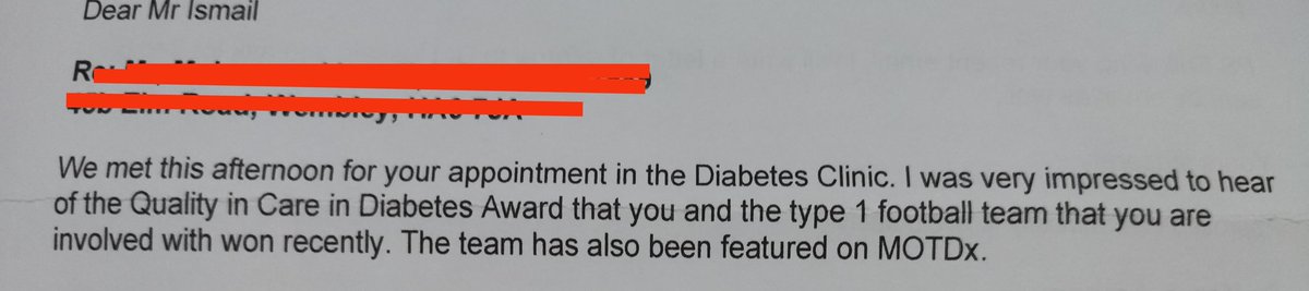 Check this out for a clinic letter 😂

Imagine my GP reading this as an intro 

#gbdoc #MoreImportantThingsThanHbA1c
