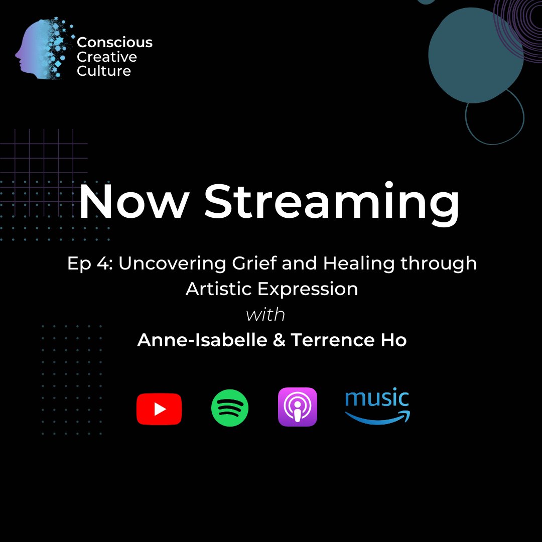 🤩🎉Excited to announce launch of fourth episode of Conscious Creative Culture with Anne-Isabelle Leonard &amp; Terrence Ho🥳🎙️🎬
Now streaming on YouTube, Spotify, Apple Music and Amazon Music🎧

Link in bio👆

#makehealingtrend #podcast #interdisciplinaryartist #mentalhealth #grief