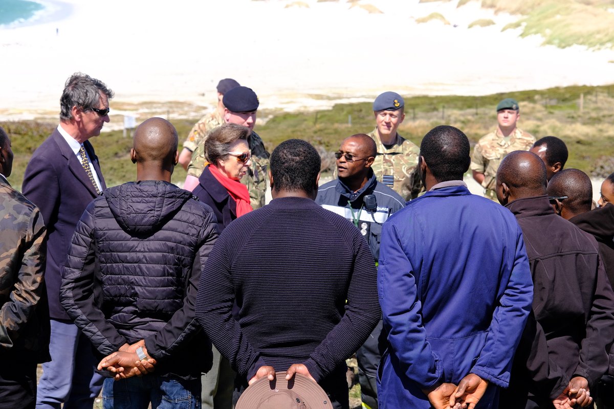GHFalklands's tweet photo. HRH The Princess Royal and Vice Admiral Sir Tim Laurence met with former de-miners to recognise their significant role in clearing the Falkland Islands of landmines from the Falklands Conflict.

Many de-miners have since decided to make the #Falklands their home. 🇫🇰

@RoyalFamily https://t.co/IpALEAjtdG