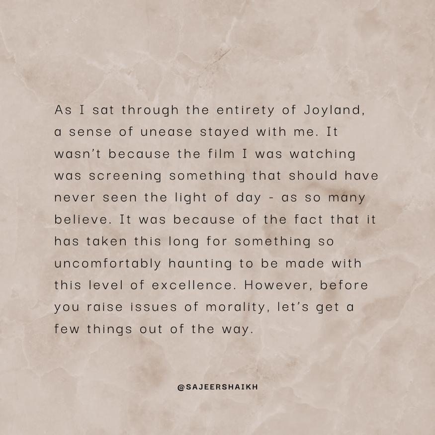 sajeershaikh's tweet photo. My spoiler-free review of #Joyland 

#ReleaseJoyland https://t.co/tlFVM6wMbO