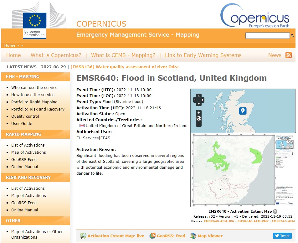 First ever #RapidFloodMapping activation by @SEPAFlood during the NE Scotland #floods working with @CopernicusEMS and @DisastersChart to rapidly monitor flooding🛰️ 🌍 maps available: emergency.copernicus.eu/mapping/list-o… 👏 huge thanks to @ScottishEPA Claire Neil for managing the process!