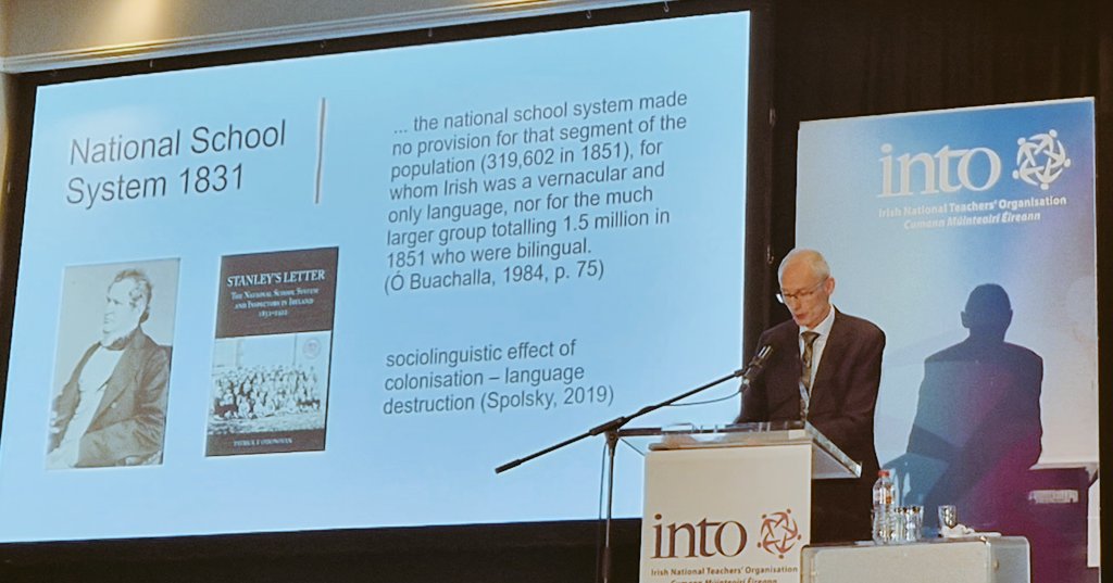 CoggOid's tweet photo. Fíricí spéisiúla á roinnt @o_duibhirp @sealbhu @DCU ar stair an oideachais in Éirinn & tionchar an chóilínithe ar stádas na Gaeilge mar theanga lárnach teagaisc sa chóras oideachais & na dearcthaí diúltacha a cothaíodh le himeacht ama de bharr na pleanála sochaíche sin. #Edconf22 https://t.co/MVeDYJfhdb