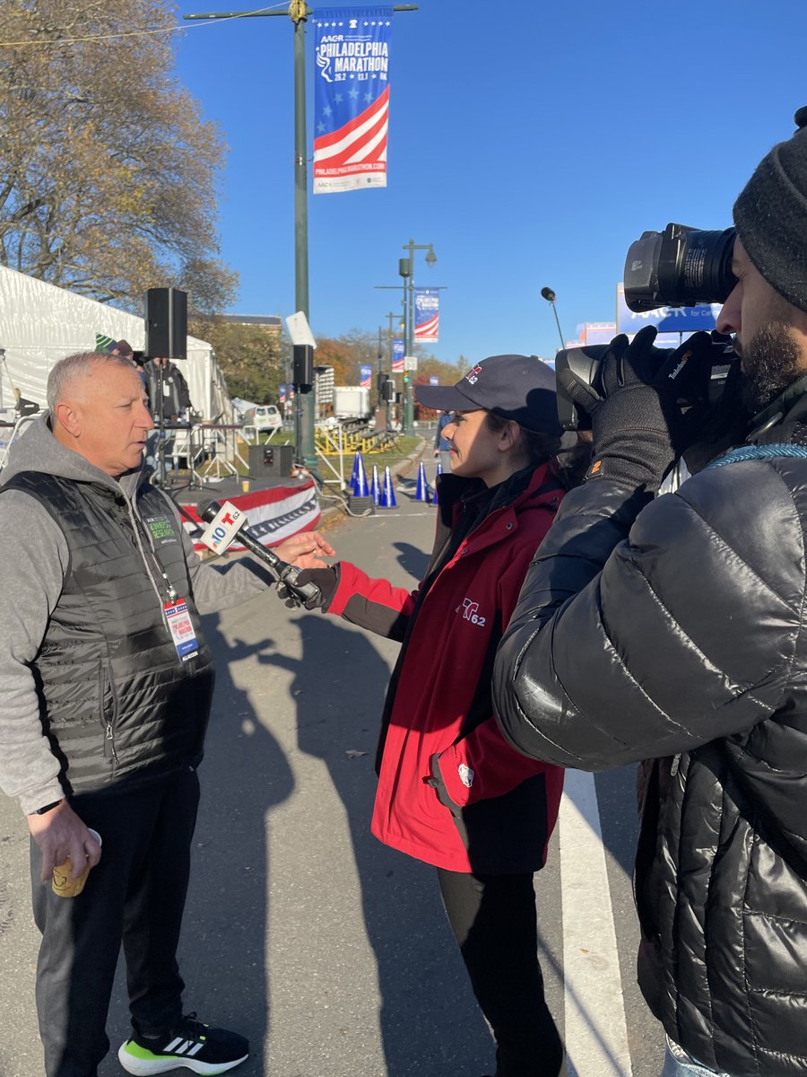 Rick__Buck's tweet photo. Our ⁦@AACRFoundation⁩ Chief Philanthropic Officer ⁦@stollm3⁩ talks with ⁦@NBCPhiladelphia⁩ ⁦@BrennaWeickTV⁩ about the ⁦@Philly_Marathon⁩ ⁦@AACR⁩ #Runners4Research. More than $515K thus far has been raised for #CancerResearch https://t.co/DVbjDRISPD