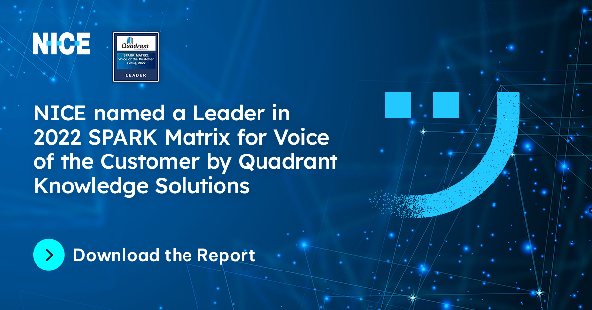 KobyOneKoby's tweet photo. Find out why NICE was named a Leader in the 2022 SPARK MatrixTM for VoC by @QKS_Quadrant >> https://t.co/AizeRLOdwf
#VoC #CX #AI https://t.co/7hS7ZN1eiF