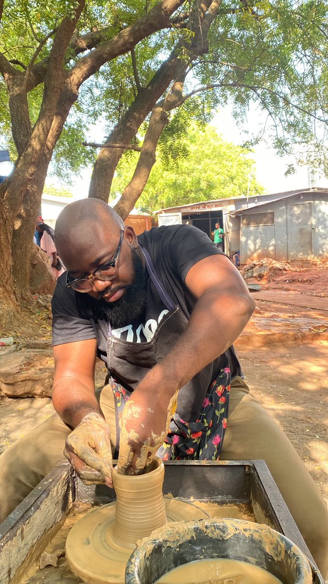 mistameister's tweet photo. Hadn’t touched clay in 20 years. Forgotten how therapeutic it was. Tried today and booooom!! I still got it. Moulded a flower vase and sculpted a fist ❤️. https://t.co/i83kFUUdj6