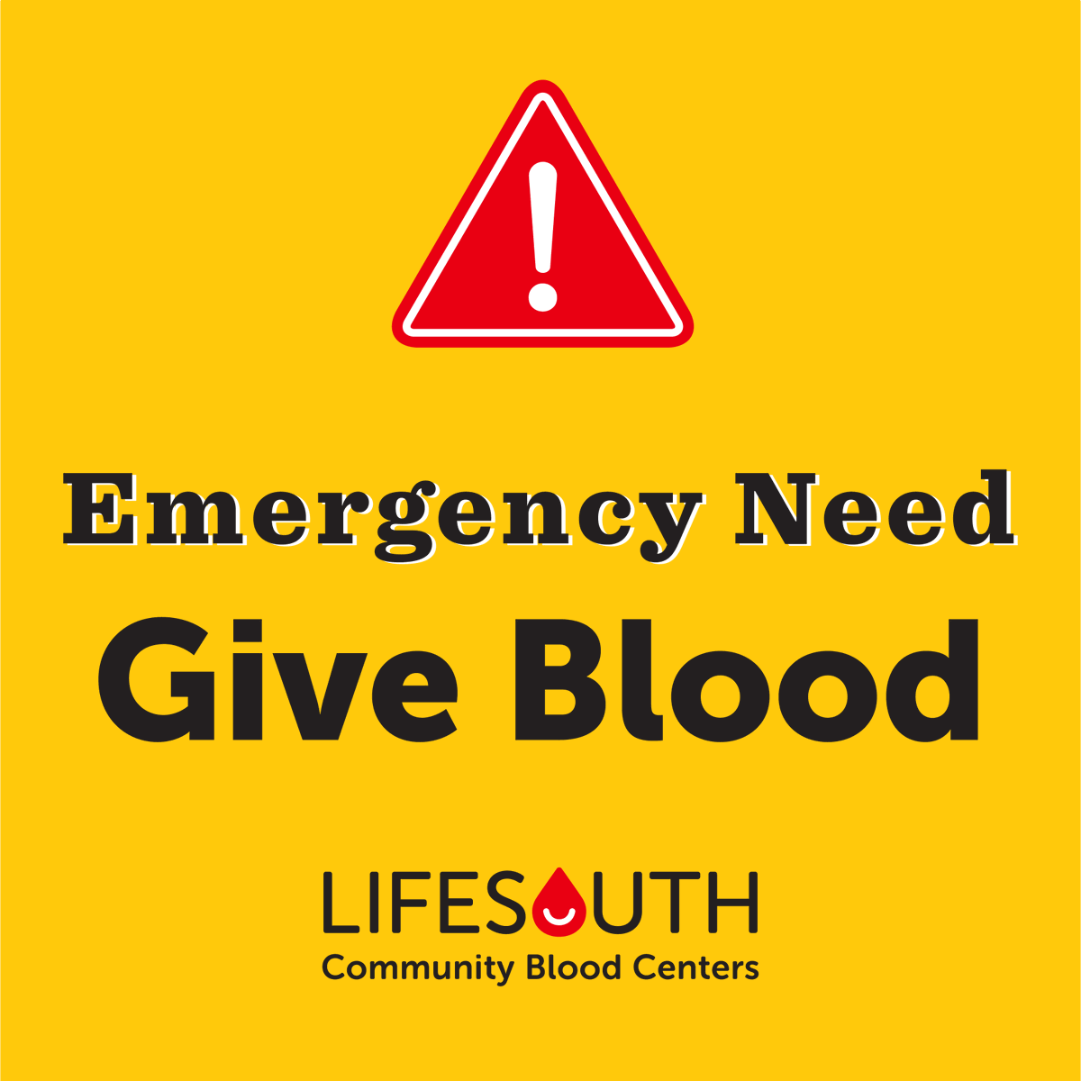 LifeSouth's tweet photo. ⚠️ Blood is always needed, but the supply is severely limited. ⚠️ Giving with LifeSouth helps ensure your local hospitals have what they need to save lives. https://t.co/0TyHn8gkMi https://t.co/uzjMe3nyYz