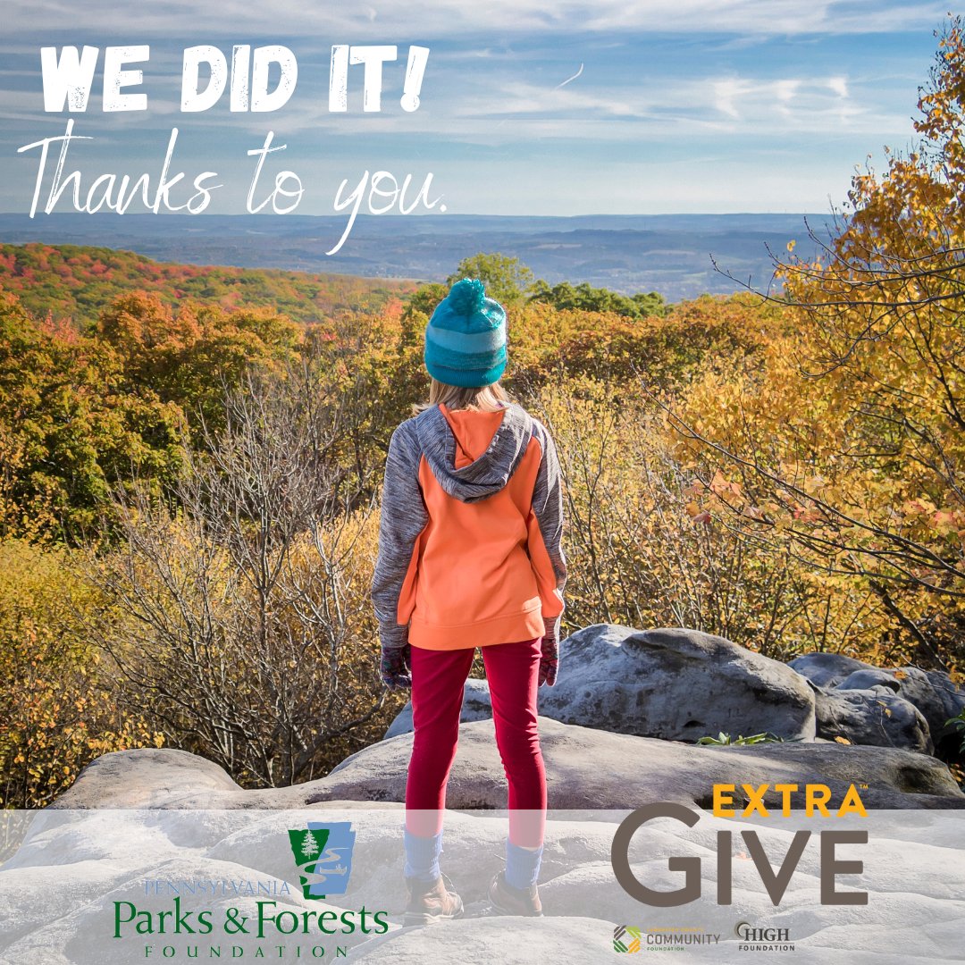 PaPFF's tweet photo. We are immensely grateful for your support this #ExtraGive! On behalf of all of us at PPFF, thank you for furthering our mission to steward Pennsylvania’s parks and forests!
#IGiveExtra #ProtectOurParksAndForests #ILovePaParksAndForests #GoodForPA https://t.co/20oTaXDWu7