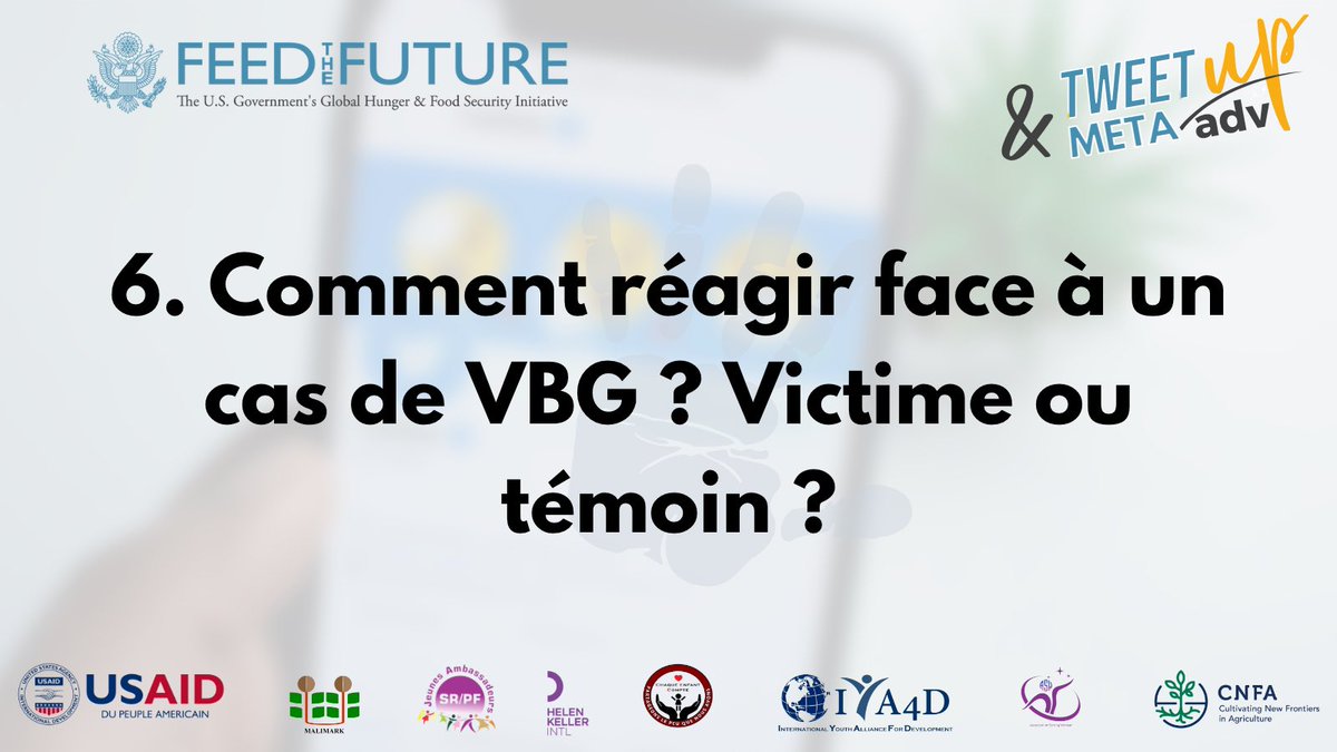 Question 6: Comment réagir face à un cas de VBG ? Victime ou témoin ?

#SuguYiriwa
#IYA4D
#ChaqueEnfantCompte
#ASW
#Orangezlemonde
#Stop_VBG
