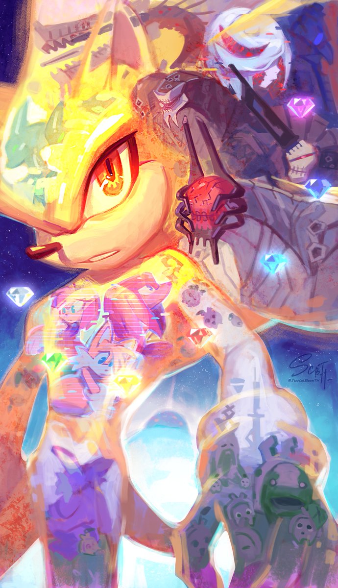 #SonicFrontiers Uuu... I still managed to draw it. In two days. For a long time I simply didn’t have an idea, and if I did, I just didn’t know how to implement them.😅💦 Given the Sonic series, I didn't believe in the new game from the start.>>