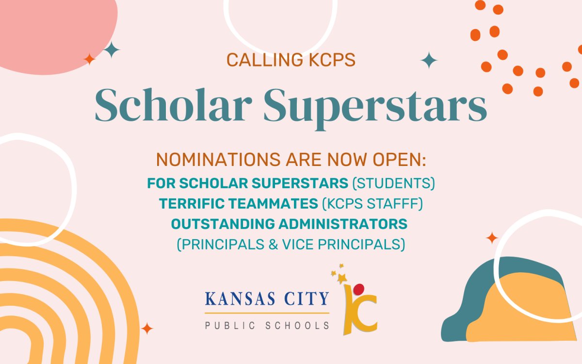 Know a Scholar Superstar, Terrific Teammate or Outstanding Admin? Nominate them to be recognized by the Kansas City Public Schools Board of Directors and Superintendent at our "On the Road" meeting on Wednesday, Jan. 11, 2023! ow.ly/t5av50LBJBZ