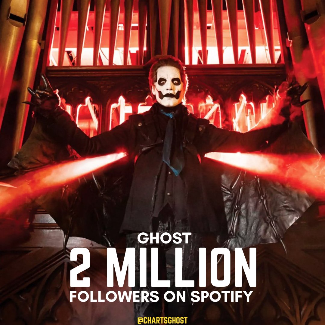 ChartsGhost's tweet photo. .@thebandGHOST continues to grow in popularity on social media and has just surpassed 2 million followers on Spotify. https://t.co/lyp26vfIyZ