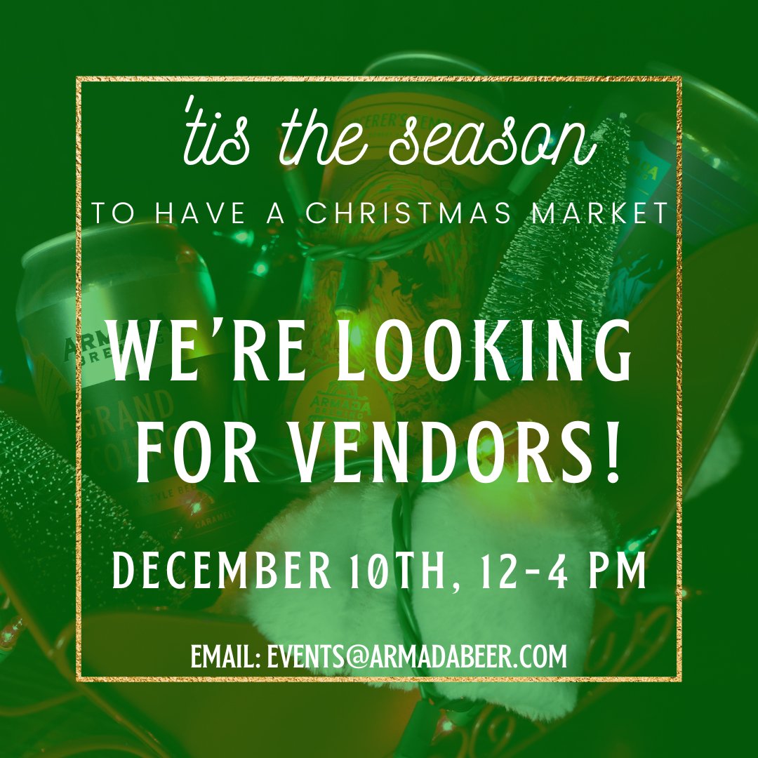 We're hosting a Christmas Market on
December 10th from 12-4 pm! Join us for pictures with
Santa, holiday crafts for kids, local vendors and more!
We're searching for vendors so email us quick before
the slots fill up!