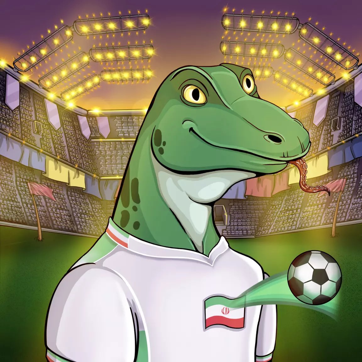 GovVoi's tweet image. Let’s have some fun on a Saturday. Like, retweet, tag some accounts to enter a Twitter picker giveaway for this @al_goanna World Cup NFT. I’ll run the picker at 9:00 pm EST. Contest details are here — algoanna.com/world-cup-22/