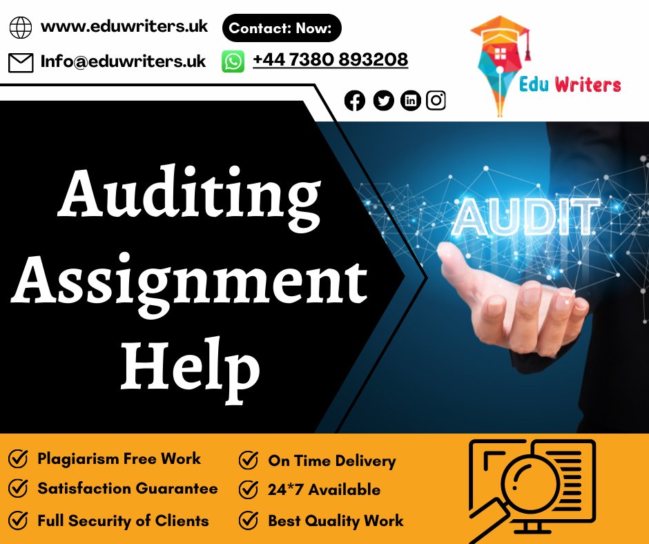 Eduwritersteam's tweet image. Be confident! Because you choose our Auditing Assignment Help Services.
Order Now
#auditing #auditingassignment #auditingAssignmenthelp #auditinghelp #auditingassignmentwriting #bestauditing #bestauditingassignmenthelp #assignment #help #eduwriters