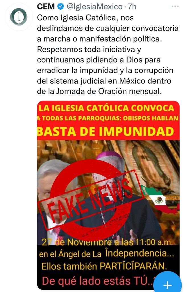 LA IGLESIA CATÓLICA NO APOYA LA MARCHA DEL 27 DE NOVIEMBRE !!!