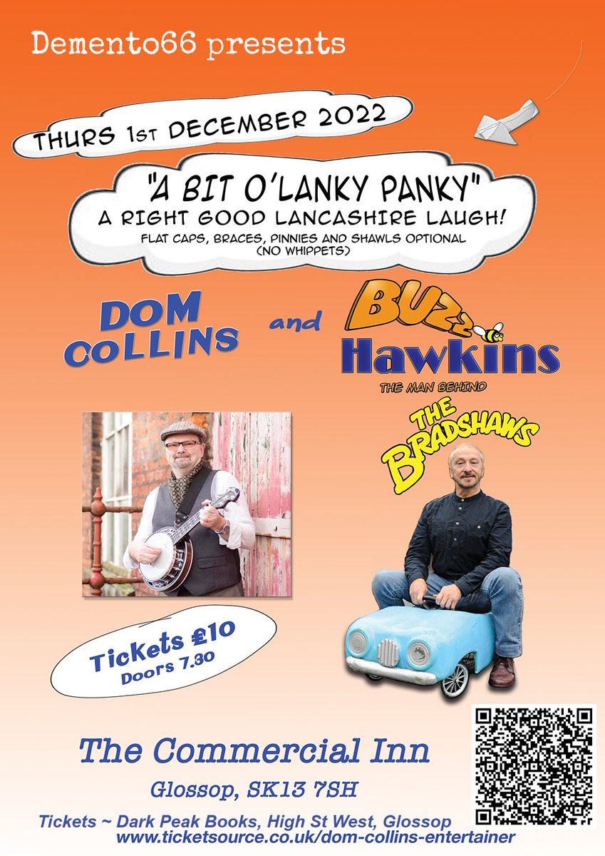 Demento66 presents Dom Collins and Buzz Hawkins at @commercialinn, Glossop on Thursday 1st December. Tickets: linktr.ee/demento66