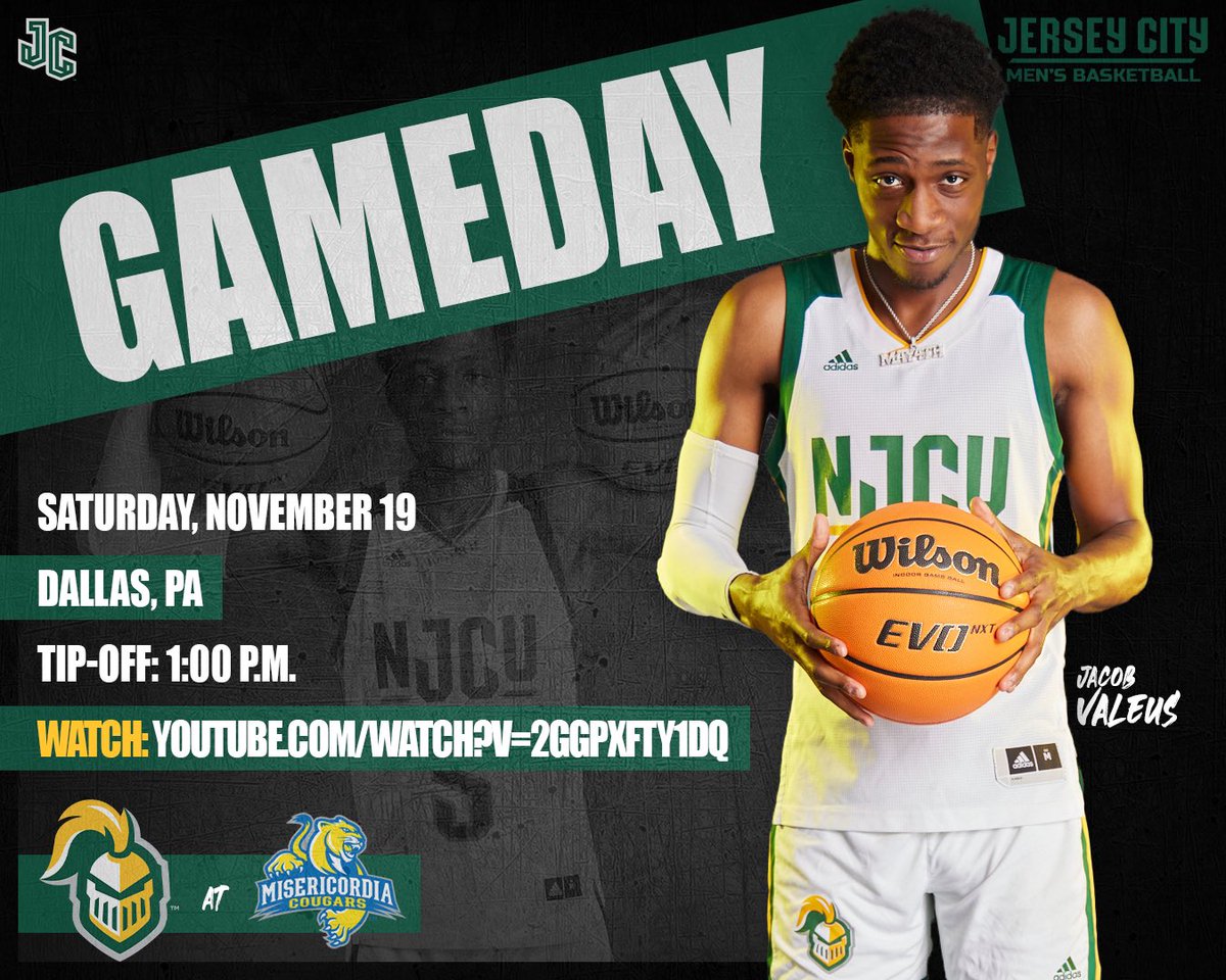 GAMEDAY | <a href="/njcumbb/">NJCUMBB</a> looks to make it 3️⃣ straight this afternoon on the road in PA!

🆚 <a href="/MUCougars/">Misericordia Cougars</a> 
🕐 1️⃣ p.m.
📍 Dallas, Pa.
📺 youtube.com/watch?v=2gGpXF…
📊 sidearmstats.com/misericordia/m…

#GothicKnights | #JerseyCitysTeam