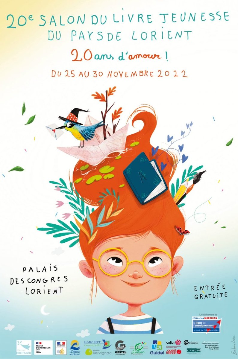 Le #Salon du #livre jeunesse du pays de #Lorient, organisé par la Ligue de l'enseignement <a href="/Liguemorbihan/">LigueEnseignement56</a> va fêter ses 20 ans du 25 au 30 novembre 2022 avec le thème : 20 ans d'amour !

salondulivrejeunesse.laligue56.org

Au Palais des congrès @Lorient_Congres

#salondulivrejeunesse #culture