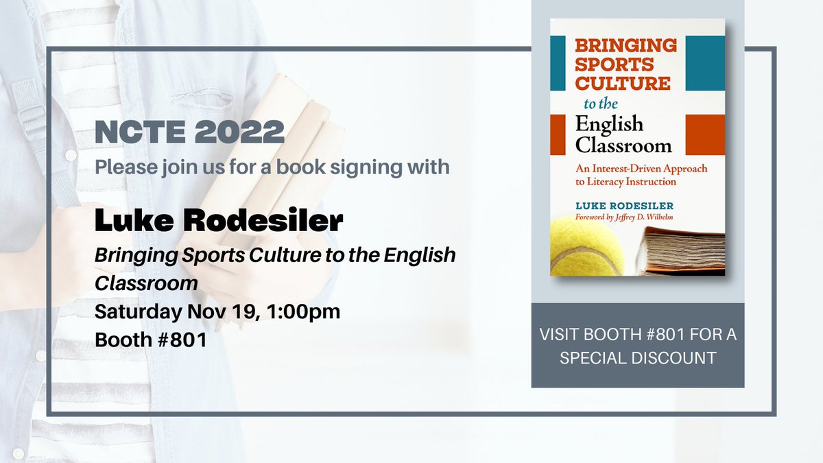 An interest-driven approach to literacy can be a powerful alternative to canon-centric curriculum. <a href="/rodesiler/">Luke Rodesiler</a>'s work seeks to honor students' engagement with sports culture as a means to advance learning. To learn more, come to booth 801 today at 1pm for a book signing #NCTE22
