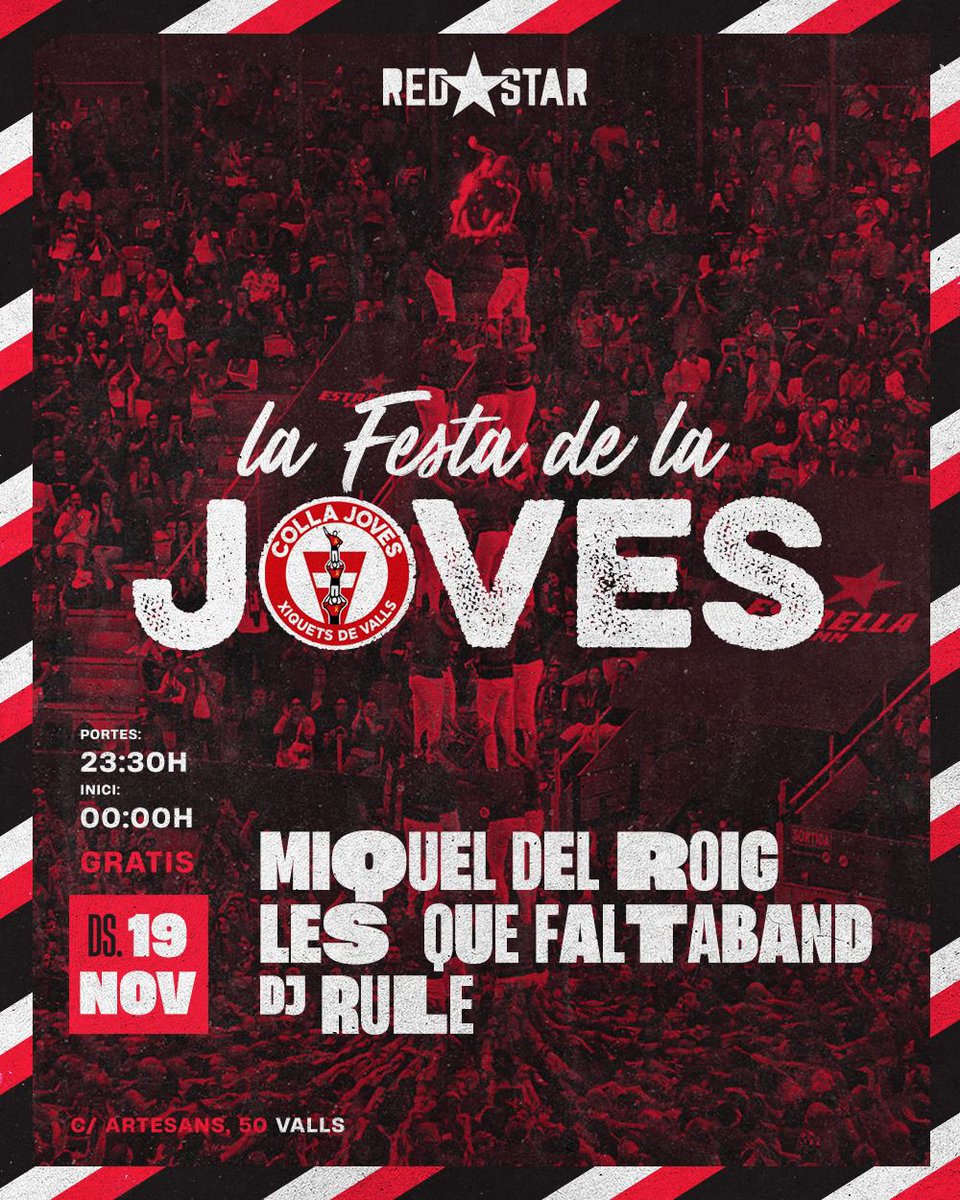 JovesValls's tweet photo. Però no marxeu, que la nit tot just comença! @MiqueldelRoig
#lesquefaltaband #DJRule
#castellers #castelleres #festescjxv22 https://t.co/4PMewSBnzt