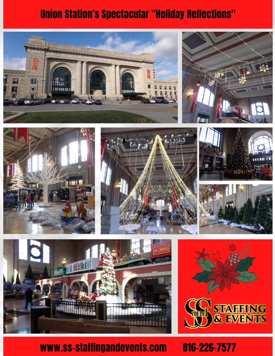 S and S Staffing and Events are hard at work providing exhibit setup support for Union Station's "Holiday Reflections" exhibit!
STAY TUNED FOR THE SPECTACULAR FINISH!
Give us a call to help with your holiday events!
816-226-7577
ss-staffingandevents.com