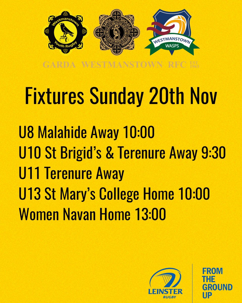 WomensGRFC's tweet photo. Tomorrow’s fixtures, best of luck to all teams. 
Reminder too of open Give It A Try session for all boys born 2011 at 10am. https://t.co/SBuWBi3bdh