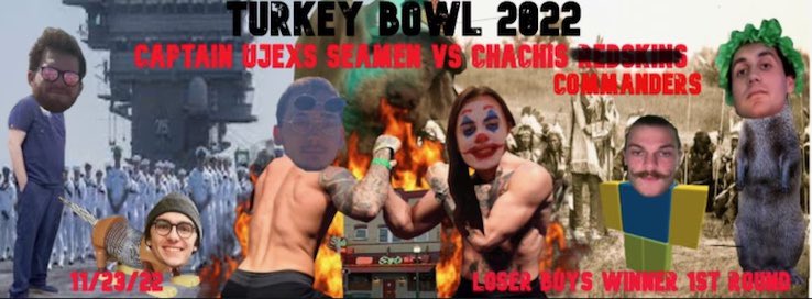 wblades11's tweet photo. The greatest spectacle this week

The 2022 Turkey Bowl

Wednesday, November 23

@AdamSchefter https://t.co/voDrl7w8xI