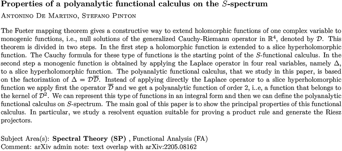 math.SP Spectral Theory arXiv submissions tweet media