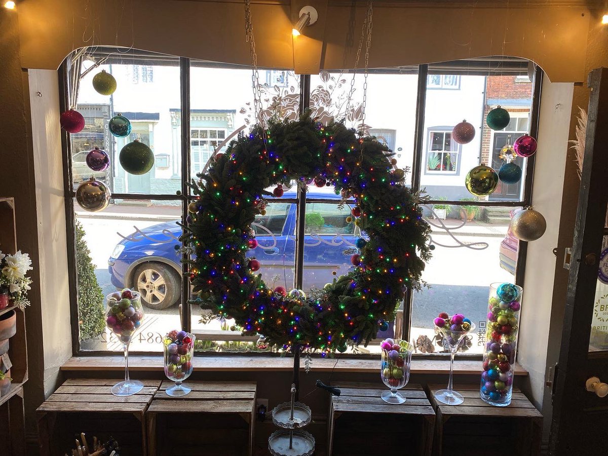 We’ve been busy today introducing Christmas into our shop, starting with our window display.