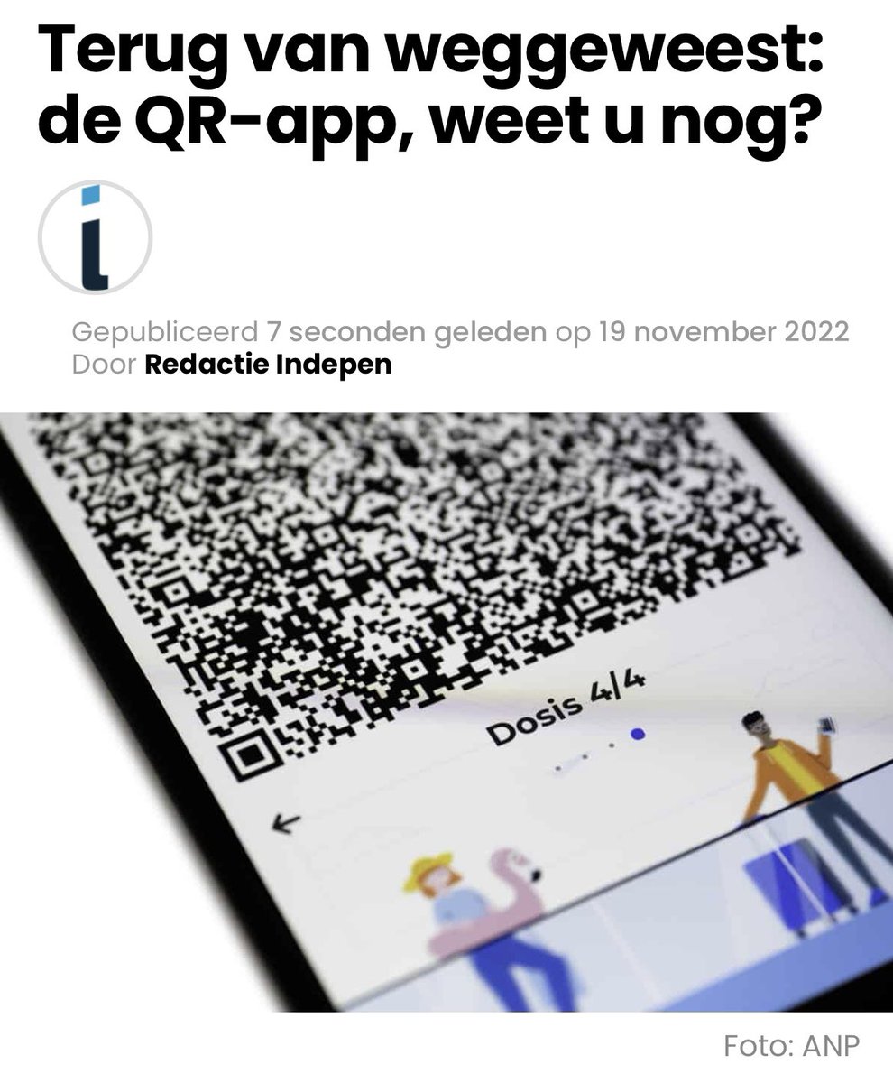 indepen_media's tweet photo. Als een konijn uit de hoge hoed duikt de QR-app nu weer op: tijdens de G20-top in Bali is besloten dat de ‘proof of vaccination’ wereldwijd moet gaan gelden.
🕸 https://t.co/PZseZWcKIs https://t.co/chh4g5SfoP
