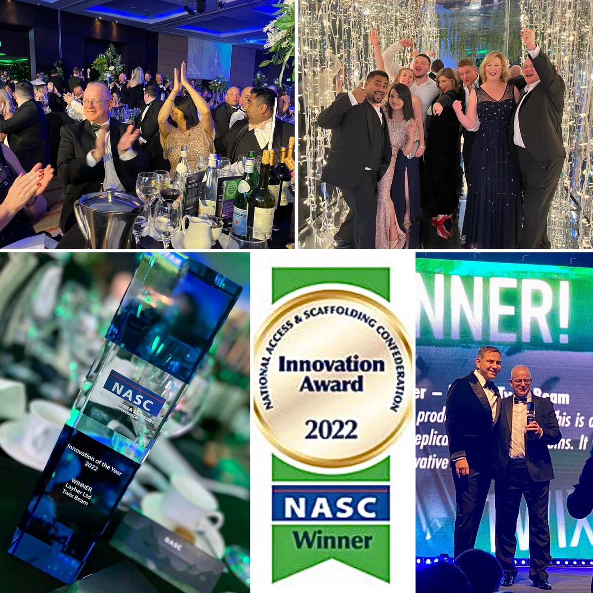 Layheruk's tweet photo. Proud of the team carrying over from the success of our recent open day launching of #twixbeam - to then top this at the #NASC ball & awards and be bestowed ‘Innovation of the Year 2022 winners’
well done to everyone & all at #NASCAWARDS2022 - you smashed it this year!
#layheruk https://t.co/gBXicBhyXB