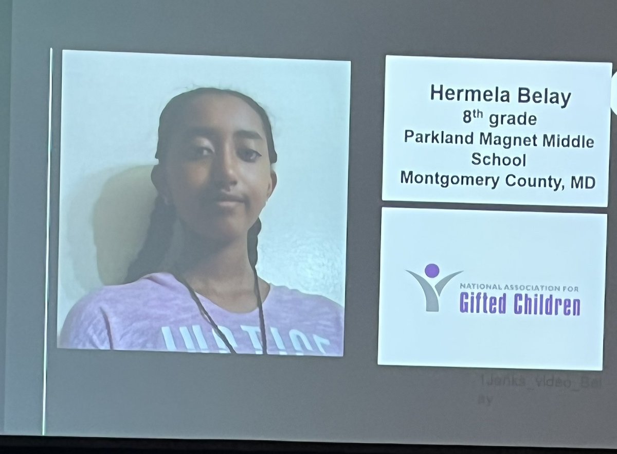 Congratulations to Hermela Belay from Parkland Middle School 22-22 Jenkins Scholar! #nagc2022 <a href="/mocoboe/">Moco BOE</a> <a href="/PMMSPanthers/">Parkland Magnet MS</a> #Gifted