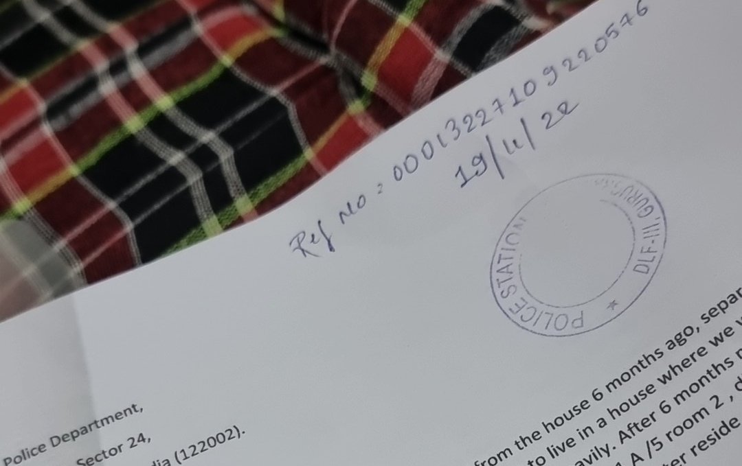 niharika9893's tweet photo. Me,my sister(@nidhira87275941) and my fiance(@Vasujain41) have filed a complaint at  "Dlf phase 3,gurgaon" police station.And we believe firmly that @PoliceHaryana will help us get our freedom and rights. https://t.co/sX1HCzIBAB