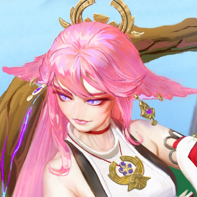 determinedlazy's tweet photo. details from "Narukami's gentle thunder"
#yaemiko #Genshinlmpact #digitalart #illustration #artistsontwitter https://t.co/8QV8d7AVUB